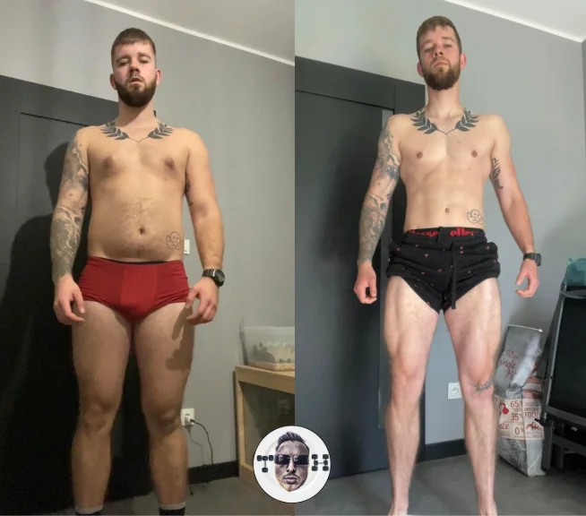 Kamil, zdjęcia przed i po, minus 25 kg w 5 miesięcy